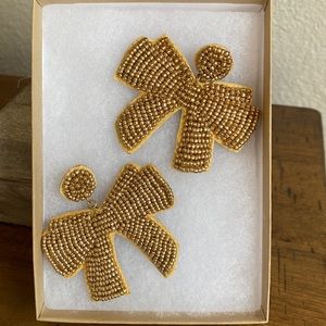 Gold Bow Beaded Earrings